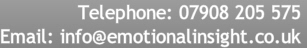 Telephone: 07908 205 575
Email: info@emotionalinsight.co.uk